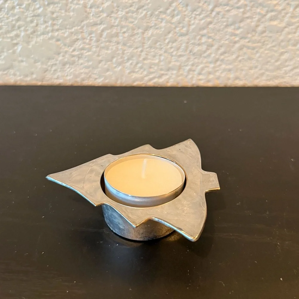 Restoration Hardware Silver Plated Holiday Evergreen Votive Holder